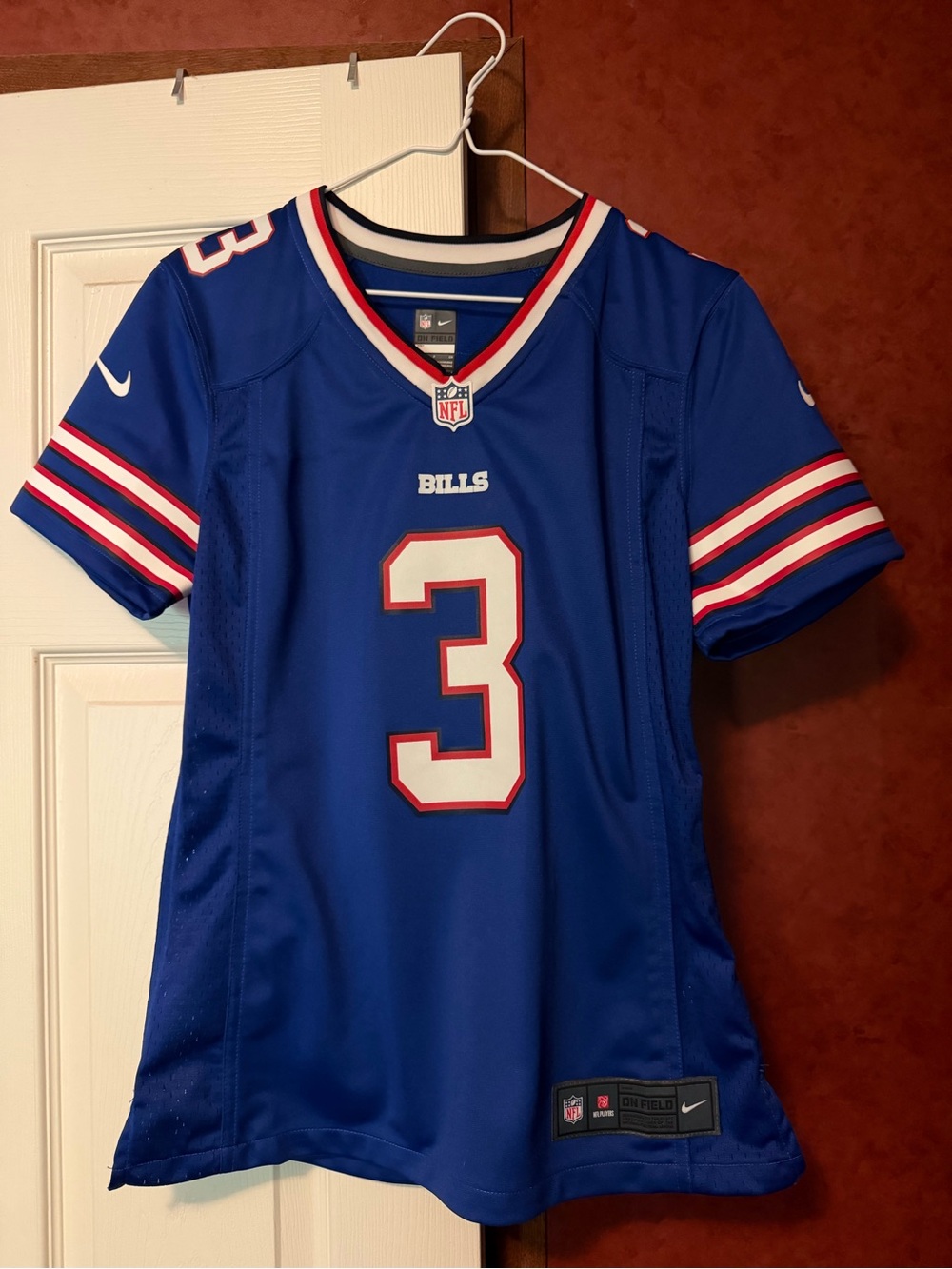 NFL Women's Royal Blue Bills #3 Jersey with Red & White Trim